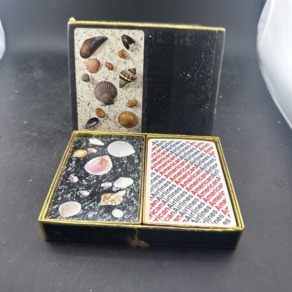 Vintage Congress Playing Cards Double Deck Set Shell Oil Velvet Box AA Airline